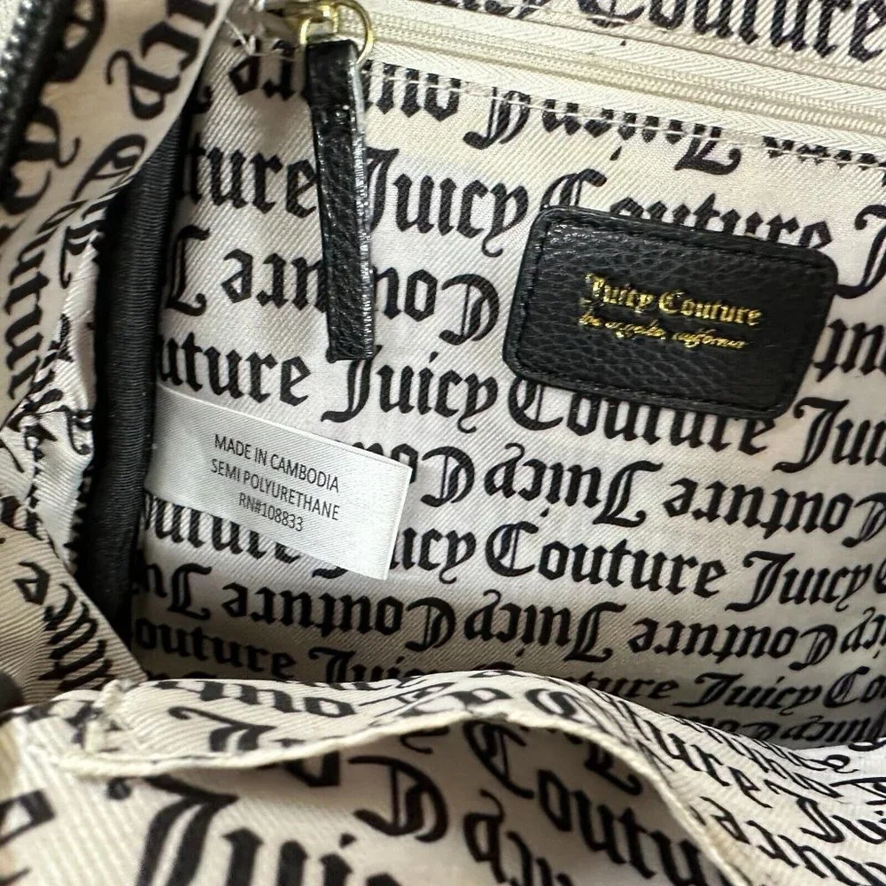 Black Faux Leather Designer Mini Backpack Juicy Couture‎